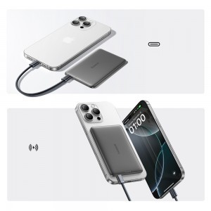 Baseus PicoGo AM41 Ultra-Karcsú 5000mAh 20W MagSafe Kompatibilis Power Bank Baseus Simple USB-C 60W 30cm Kábellel - Fekete-7