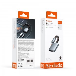 Mcdodo - Audio Adapter - USB-C to USB-C & DC 3.5mm, PD60W, Prémium Hangminőség, Alumínium Ötvözet/Nylon, 0.1m - Szürke DAC-6
