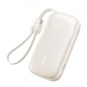 Baseus EnerFill FC21 Qpow 3 Ultra 20000mAh 22.5W Powerbank kijelzővel és kábellel - Bézs