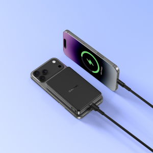 Blavec Power Bank 10000mAh BJ-05 Ultra Gyors 16mm - Type C - Qi2.2 25W + PD 45W mágneses indukció Magsafe 2 az 1-ben (PBBJ05-QI22MC10B) fekete-1