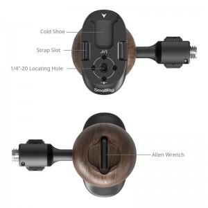 Smallrig 5238 Wooden Side Handle with 1/4"-20 & 3/8''-16 ARRI Locating Screw-1