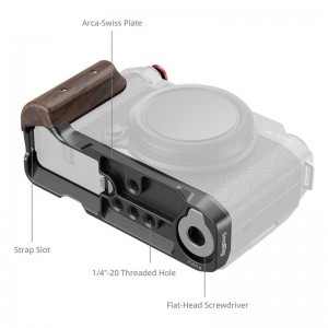 Smallrig 5260 L-Shape Mount Plate with Wooden Handle for Fujifilm X-M5 Black-1