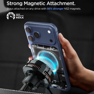 Spigen Essential EV25MFAQ Qi2.2 Peltier Mágneses Magsafe Autós Tartó Vezeték Nélküli Töltő Fekete-4