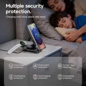 SURITCH 3in1 töltőállomás Samsunghoz, 15W összecsukható vezeték nélküli – Galaxy S26/S25/S24/S23/S22/S21/Z, Galaxy Watch 7/6/5/4/3 és Galaxy Buds, fekete (EU)-6