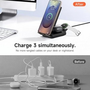 SURITCH 3in1 töltőállomás Samsunghoz, 15W összecsukható vezeték nélküli – Galaxy S26/S25/S24/S23/S22/S21/Z, Galaxy Watch 7/6/5/4/3 és Galaxy Buds, fekete (EU)-2