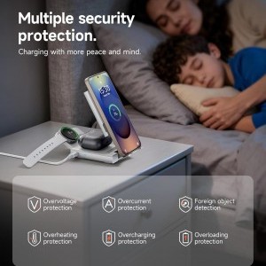 SURITCH 3in1 töltőállomás Samsunghoz, 15W összecsukható vezeték nélküli – Galaxy S26/S25/S24/S23/S22/S21/Z, Galaxy Watch 7/6/5/4/3 és Galaxy Buds, fehér (EU)-3