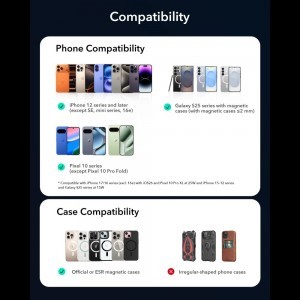 Fekete Esr Omnilock Cryoboost Mágneses Magsafe Autós Ventilátor Telefontartó Vezeték Nélküli Töltő Qi2.2 25W-7