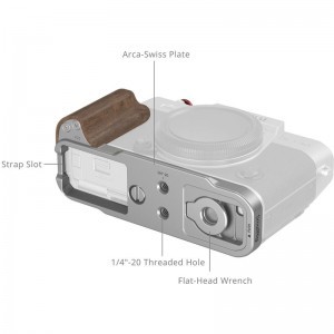 Smallrig 5667 L-Shaped Mount Plate with Wooden Handle for Fujifilm T30 / T30 II / X-T30 III Silver-1