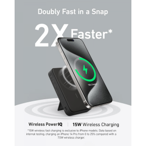 Powerbank Anker MagGo, 10000mAh, 27W, PD + FQI, Fekete A1654011-1