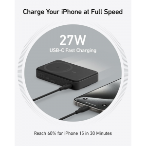 Powerbank Anker MagGo, 10000mAh, 27W, PD + FQI, Fekete A1654011-4