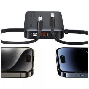 Powerbank USAMS XR sorozat CD228 10000mAh 20W + USB-C/Lightning kábel fekete-10