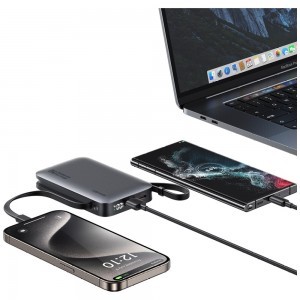 Powerbank USAMS XR sorozat CD228 10000mAh 20W + USB-C/Lightning kábel fekete-8