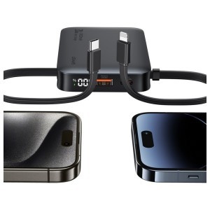 Powerbank USAMS XR sorozat CD228 10000mAh 20W + USB-C/Lightning kábel fekete-1