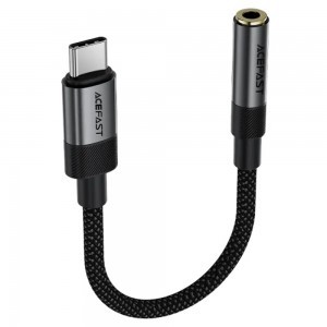 Type-C Férfi - Jack 3.5mm Női Acefast Audio Adapter (J12), Plug & Play, Magas hűségű hang, Nincs késés, 15cm - Fekete