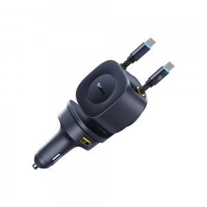 Car Charger PrimeTrip VR2 Max (C0206500) - Gyors töltés, visszahúzható kábel, USB, 3x USB-C, 163W - Kozmikus Fekete Baseus-1