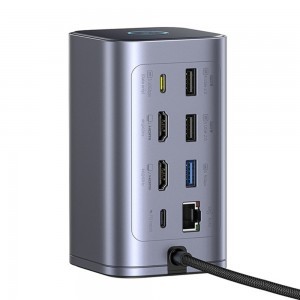 Baseus Dokkoló Állomás NU1 Air Spacemate - USB-C - 2x HDMI, 3x USB-C, 4x USB, RJ45, SD/TF - Űrszürke-2