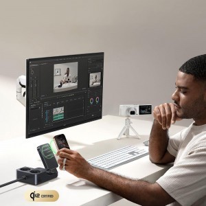 Baseus - 6 az 1-ben töltőállomás Nomos ND11 (E00078801123-00) - Mágneses Vezeték nélküli, 2x AC, 2x USB-C, USB, 67W - Kozmikus Fekete-4