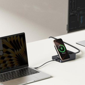 Baseus - 6 az 1-ben töltőállomás Nomos ND11 (E00078801123-00) - Mágneses Vezeték nélküli, 2x AC, 2x USB-C, USB, 67W - Kozmikus Fekete-5