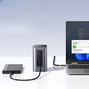 Baseus Dokkoló Állomás NU1 Air Spacemate - USB-C - 2x HDMI, 3x USB-C, 4x USB, RJ45, SD/TF - Űrszürke-3