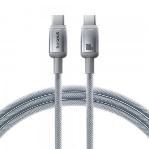 Data Cable Discolor Baseus - USB-C to USB-C, 100W, 480Mbps, 1m - Ezüst