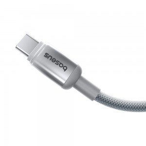 Data Cable Discolor Baseus - USB-C to USB-C, 100W, 480Mbps, 1m - Ezüst-3
