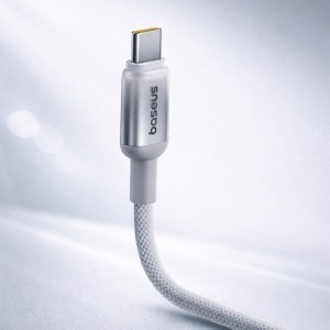 Data Cable Discolor Baseus - USB-C to USB-C, 100W, 480Mbps, 1m - Ezüst-4