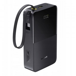 Baseus - EnerFill Bipow2 Pro Power Bank (E0027701) - beépített USB-C kábellel, 20000mAh, 22.5W, digitális kijelző - Kozmikus Fekete-1
