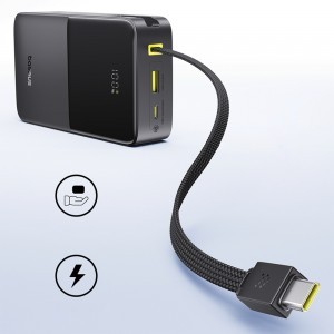 Baseus - EnerFill Bipow2 Pro Power Bank (E0027701) - beépített USB-C kábellel, 20000mAh, 22.5W, digitális kijelző - Kozmikus Fekete-2
