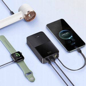 Baseus - EnerFill Bipow2 Pro Power Bank (E0027701) - beépített USB-C kábellel, 20000mAh, 22.5W, digitális kijelző - Kozmikus Fekete-4