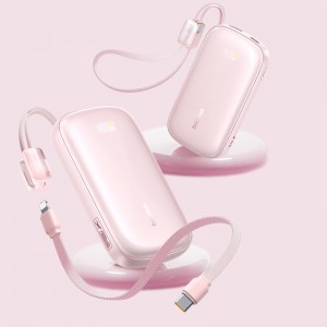 Baseus - Power Bank EnerFill FC21 Qpow 3 Ultra (E0027Q02) - Leválasztható Kábellel, 10000mAh, 45W, Digitális Kijelző - Nebula Rózsaszín-4