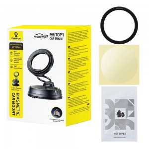 Baseus PrimeTrip VC2 Flex (C0013803) mágneses autós tartó műszerfalra/szélvédőre, összecsukható, állítható, vákuumzáras - Fekete-6