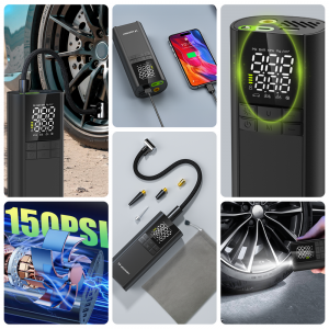 Wozinsky WPEP-8000 kompresszor, elektromos pumpa, 8000mAh power bank, zseblámpa - fekete-8