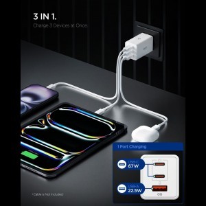 Spigen Essential Ee673eu 3-portos hálózati töltő 67W Fehér-2