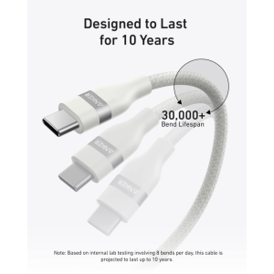 USB-C to USB-C kábel Anker, 240W, 1.8m, Fehér A82E2H22-3