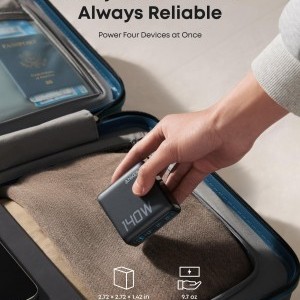 Hálózati Töltő Anker Zolo, 140W, 5A, 1 x USB-A - 3 x USB-C, USB-C Kábel, Fekete (B2697GZ1)-6