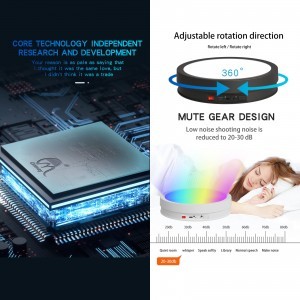 22 cm színes LED világítású, termék forgató állvány távirányítóval (fehér)-2