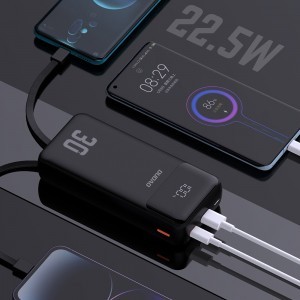 Dudao K15MAX 30000mAh PD 22.5W Powerbank beépített kábelekkel - Fekete-3