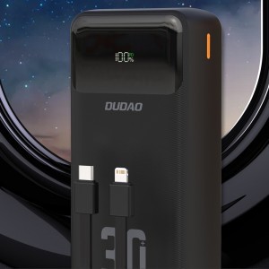 Dudao K15MAX 30000mAh PD 22.5W Powerbank beépített kábelekkel - Fekete-4