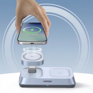 UGREEN W711 3in1 vezeték nélküli töltőállomás, 25W, 1.67A, kék-8