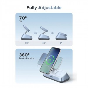UGREEN W711 3in1 vezeték nélküli töltőállomás, 25W, 1.67A, kék-4