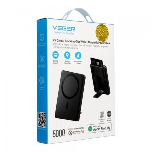 Veger Powerbank Wallet Tracker W0582 MFi PD 20W 5000 mAh fekete-4