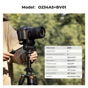 K&F Concept O234A0 állvány BV01 gömbfejjel, telefontartóval-1