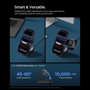 Spigen Essential EF323MQ 3in1 Mágneses MagSafe Vezeték nélküli töltőállomás 25W Qi2.2 Fekete-4