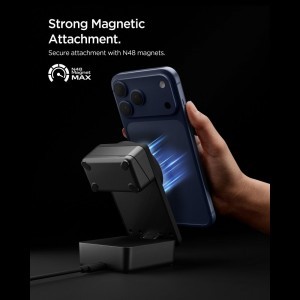 Spigen Essential EF323MQ 3in1 Mágneses MagSafe Vezeték nélküli töltőállomás 25W Qi2.2 Fekete-3