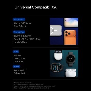 Spigen Essential EF323MQ 3in1 Mágneses MagSafe Vezeték nélküli töltőállomás 25W Qi2.2 Fekete-12