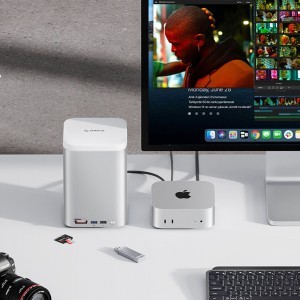 Orico MiniTower Dokkolóállomás Merevlemeztálcákkal akár 56TB-ig - Ezüst-4