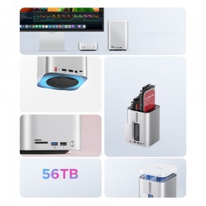 Orico MiniTower Dokkolóállomás Merevlemeztálcákkal akár 56TB-ig - Ezüst-1