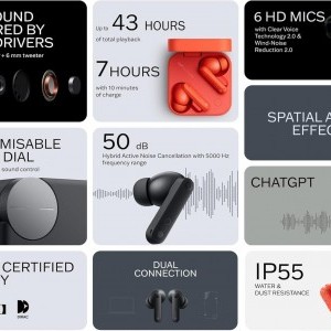 CMF by Nothing Buds Pro 2, Narancs, Vezeték nélküli fülhallgató, bluetooth headset-5