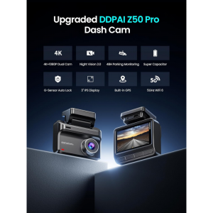 Dash + Hátsó Kamera DDPAI Z50 Pro Dual, 4K, Wi-Fi, GPS, 3inch LCD, Fekete-1