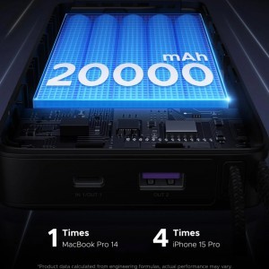 Powerbank UGREEN PB550, 20000mAh, 67W, QC + PD, Szürke-5